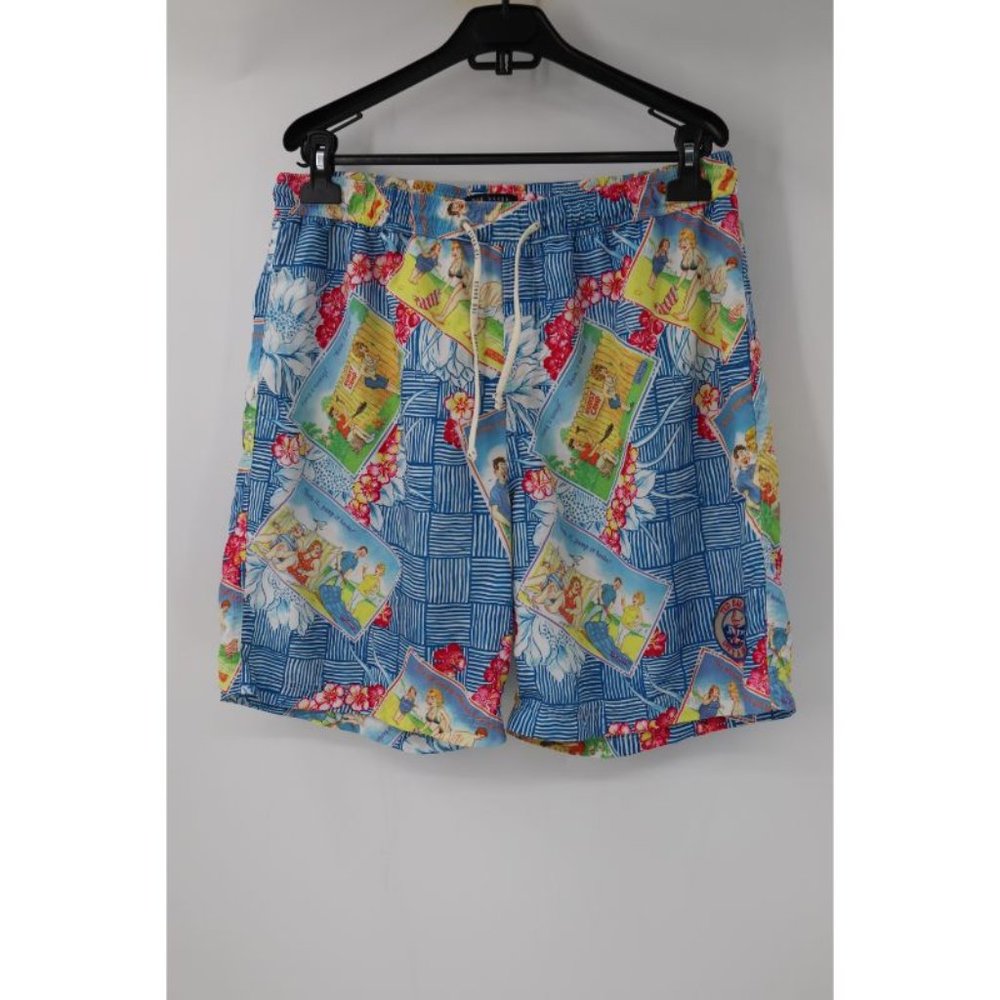 Ted Baker Swim Trunks Mens 5 Hawaiian Camp Board Shorts Drawstring fun postcard